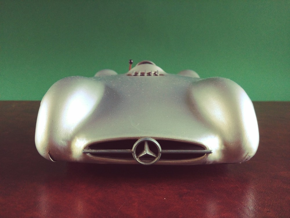 Rare Tin Battery-Powered Mercedes Silver Arrow Tinplate Race Car