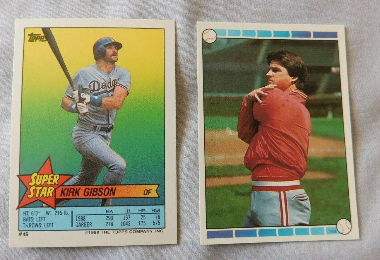 1989 Topps Super Star Sticker #49 Kirk Gibson - #143 Danny Jackson Sticker back