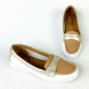 clarks gold loafers