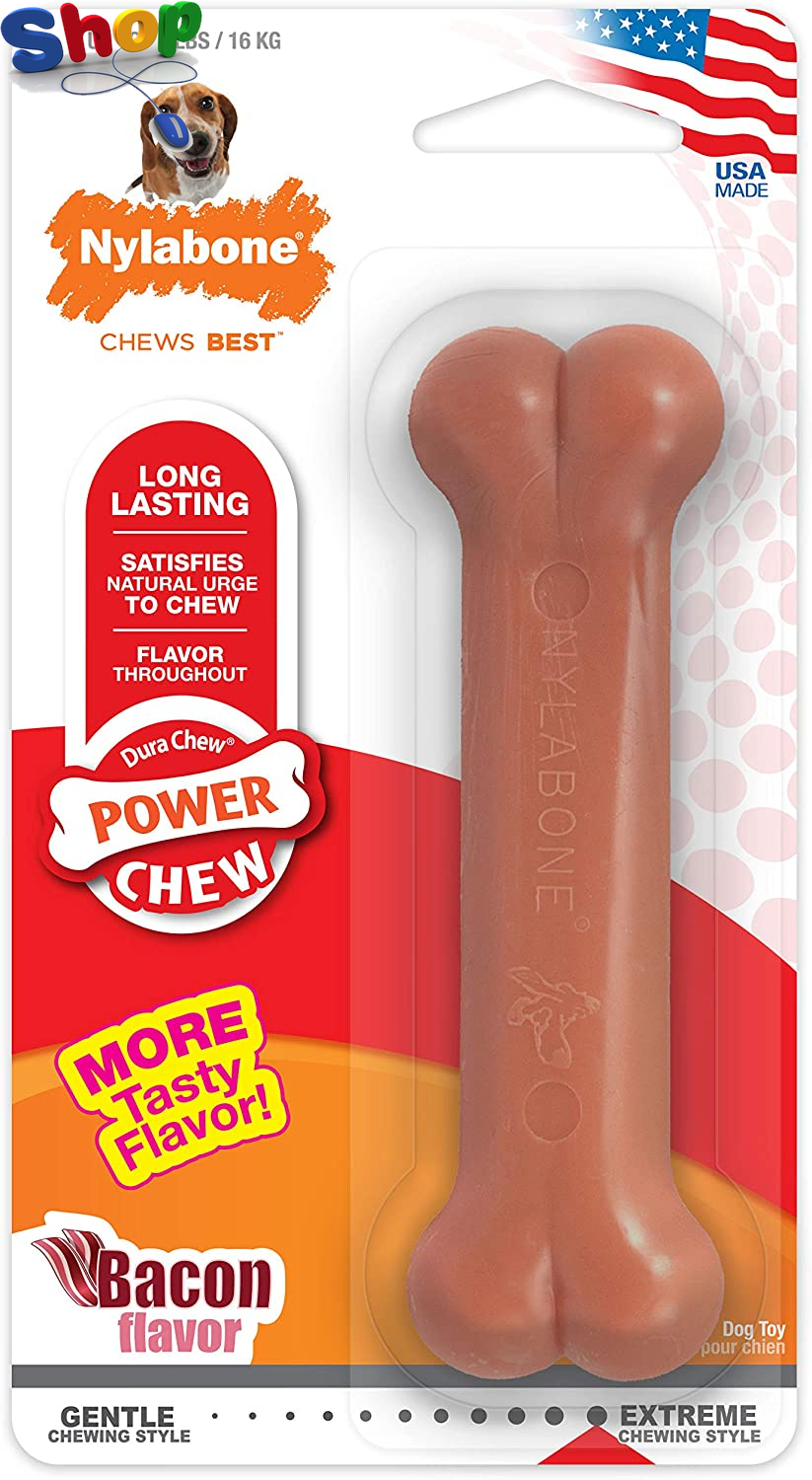 Dura Chew Extreme Tough Dog Chew Toy Bone , Bacon Flavour , M , for