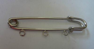 2.25 Inch Stainless Steel Safety Charm Pin - 3 Holes For Holding Charms (Silver) - View #2