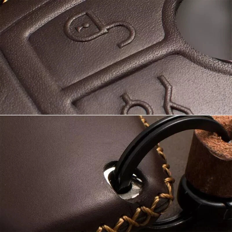 Funda protectora de cuero real para llavero de coche para Mercedes Benz C E CLA ML GLK AMG Foto 4 de 4