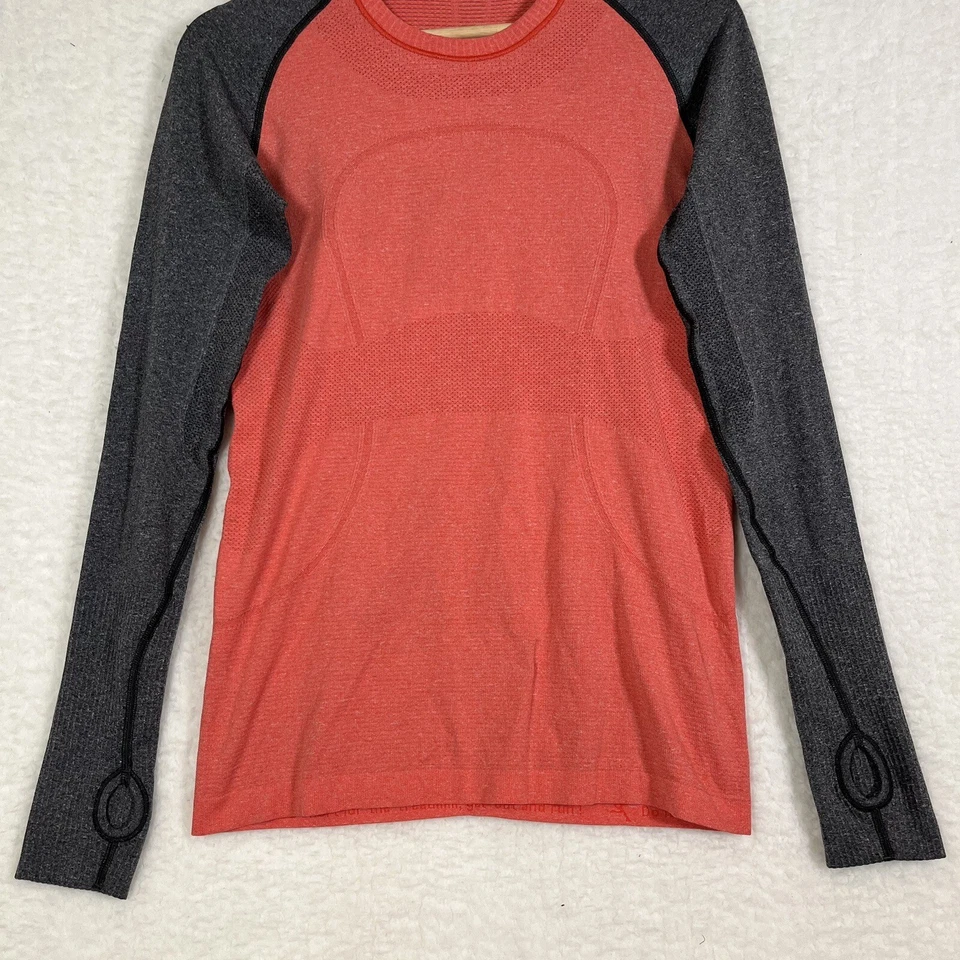 Lululemon Run Swiftly Tech  Orange Gray Heather Long Sleeve Shirt Size 2, 4? - Image 4 of 4