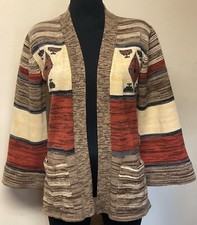 Vintage Cardigan Southwestern Boho Striped Bell Sleeve Sweater Size Medium