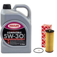 MotoröL Set 5W-30 Meguin 5 Liter + ÖLfilter 22536 FüR VW Passat 2.5 TDI 3B3 3B6