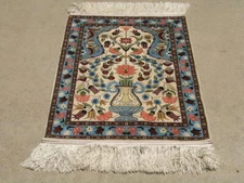 Vintage Silk K a s h a n Oriental Rug Carpet 28x51" Perfect 400 kpsi
