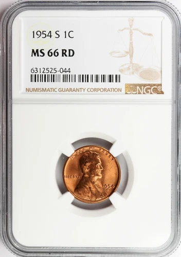 1954-S Lincoln Cent NGC Certified MS67 RD