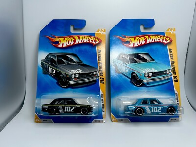 Hot Wheels Datsun Lot Of 2x - 2009 New Models Datsun Bluebird 510 Gray & Blue
