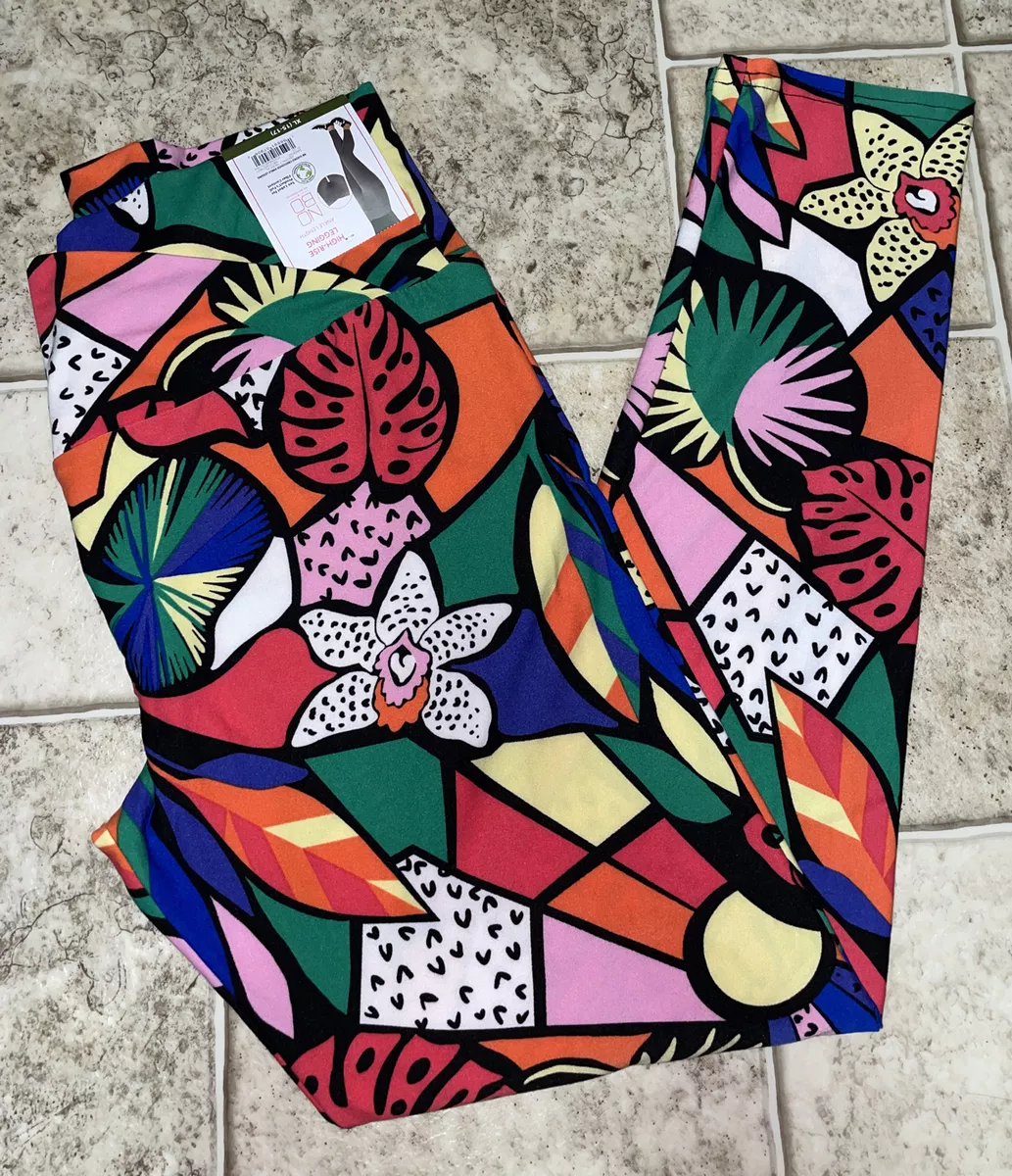 NWT Womens No Boundaries High Rise Bright Tropical Ankle Legging Pants XL  15-17