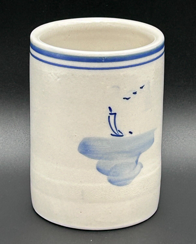 Vintage Chinese Hand-Painted Brush Pot Blue & White Excellent Condition - Picture 3 of 8