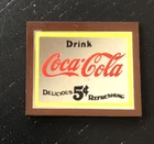 Vtg Miniature Dollhouse Coca Cola Painted On Mirror Glass Sign Drink Coca-Cola