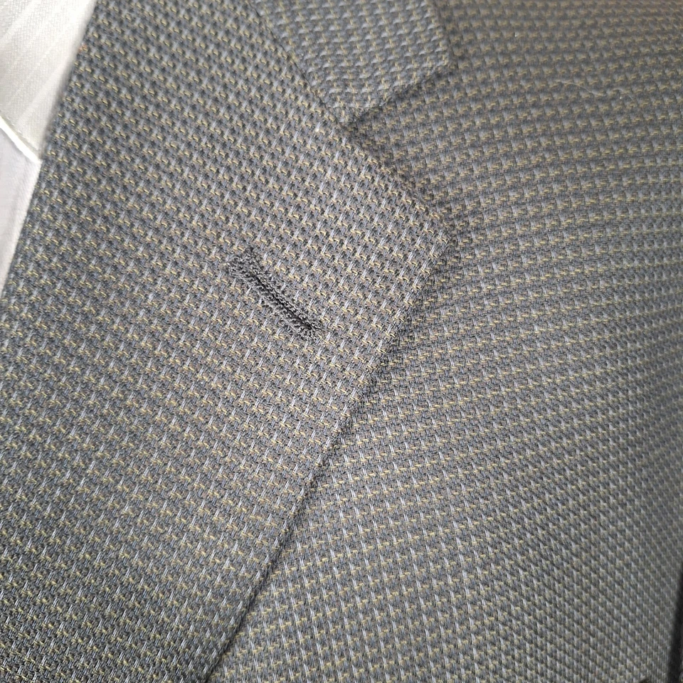 Pierre Cardin Sport Coat Jacket Mens 46L Dark Gray Brown Check 3 Button Wool - Image 3 of 4