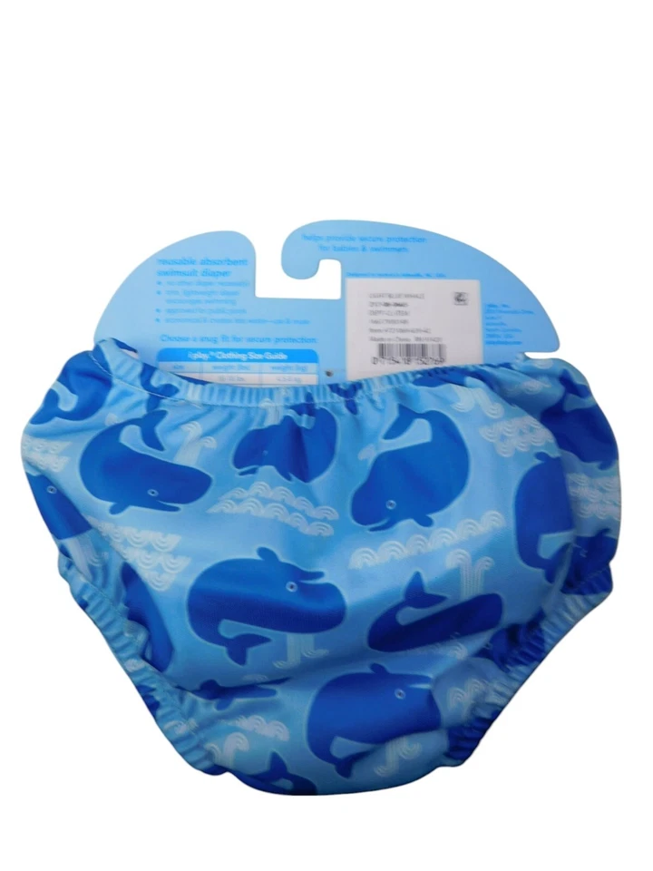NUEVO CON ETIQUETAS i Play 6 Meses 10-18 libras Reutilizable Absorbente Traje de Baño Pañal Lt Azul Ballenas Foto 4 de 4