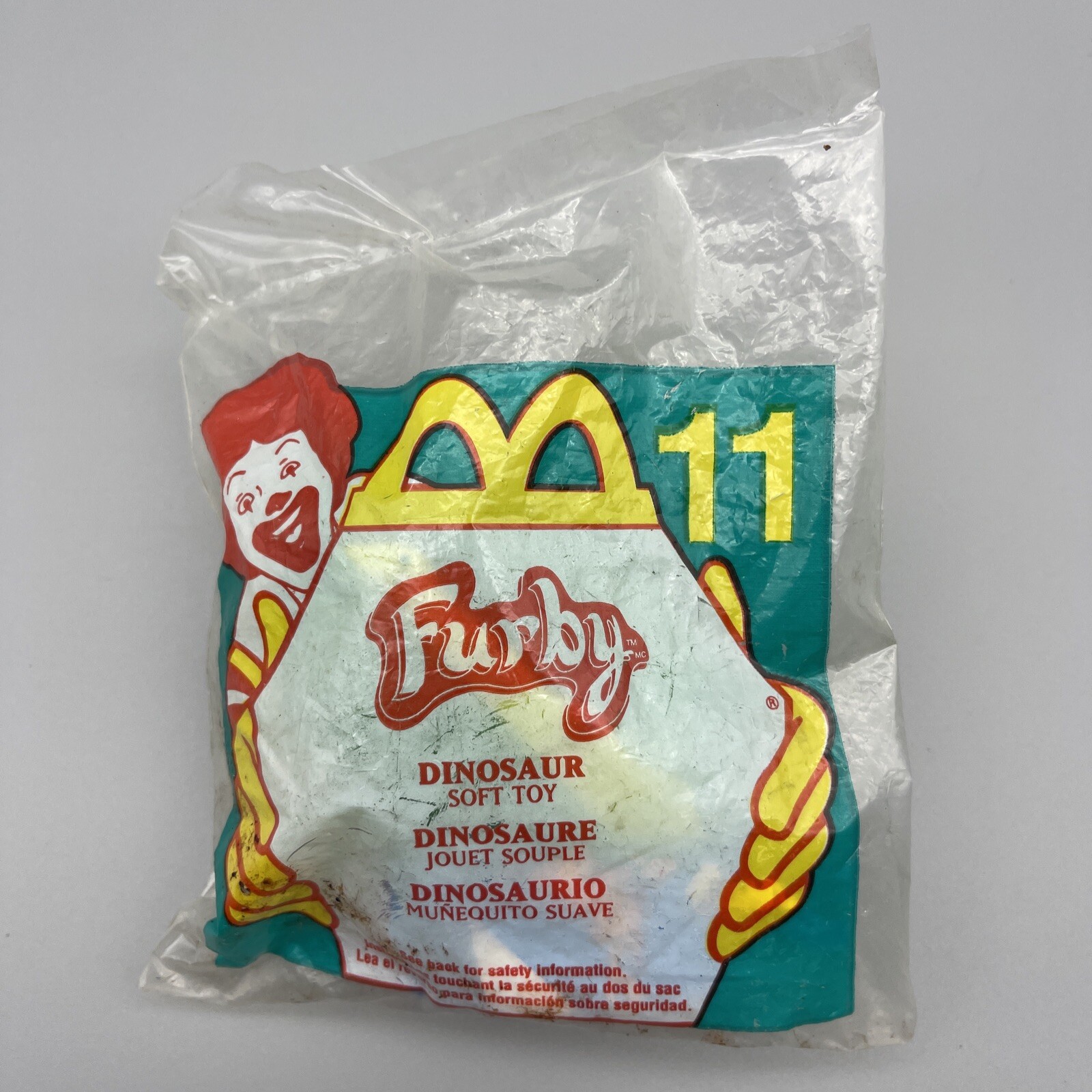 Sealed New Furby Dinosaur McDonald’s #11 2000 Happy Meal Keychain Clip Soft Toy