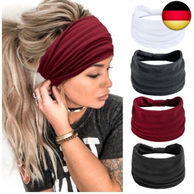 4 Stück Stirnbänder Damen Frauen Breites Haarband Haarreifen für Mädchen Boho Kn