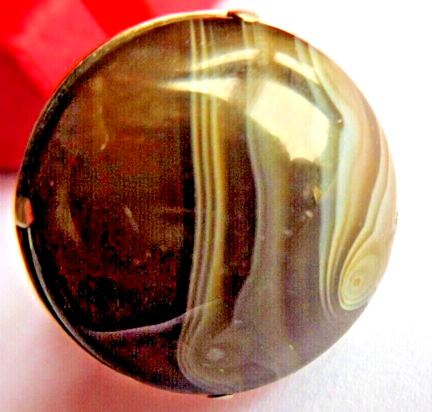 Bague agate du Botswana argent massif grand cabochon réglable 52-60