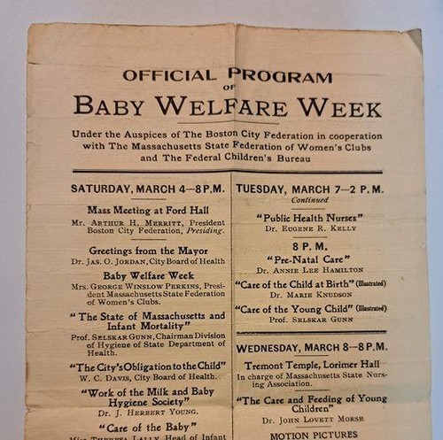 1915 Official Program Handbill Baby Welfare Week Boston Mass. Health Broadside - Picture 2 of 4