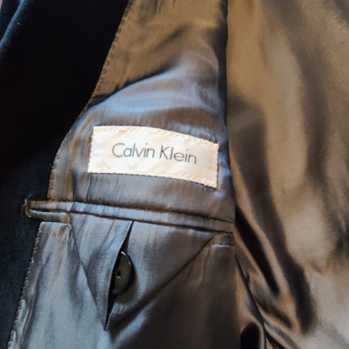 Calvin Klein Black Velvet Blazer Men's 44L Two Button Jacket Formal Suit Coat - Picture 6 of 16