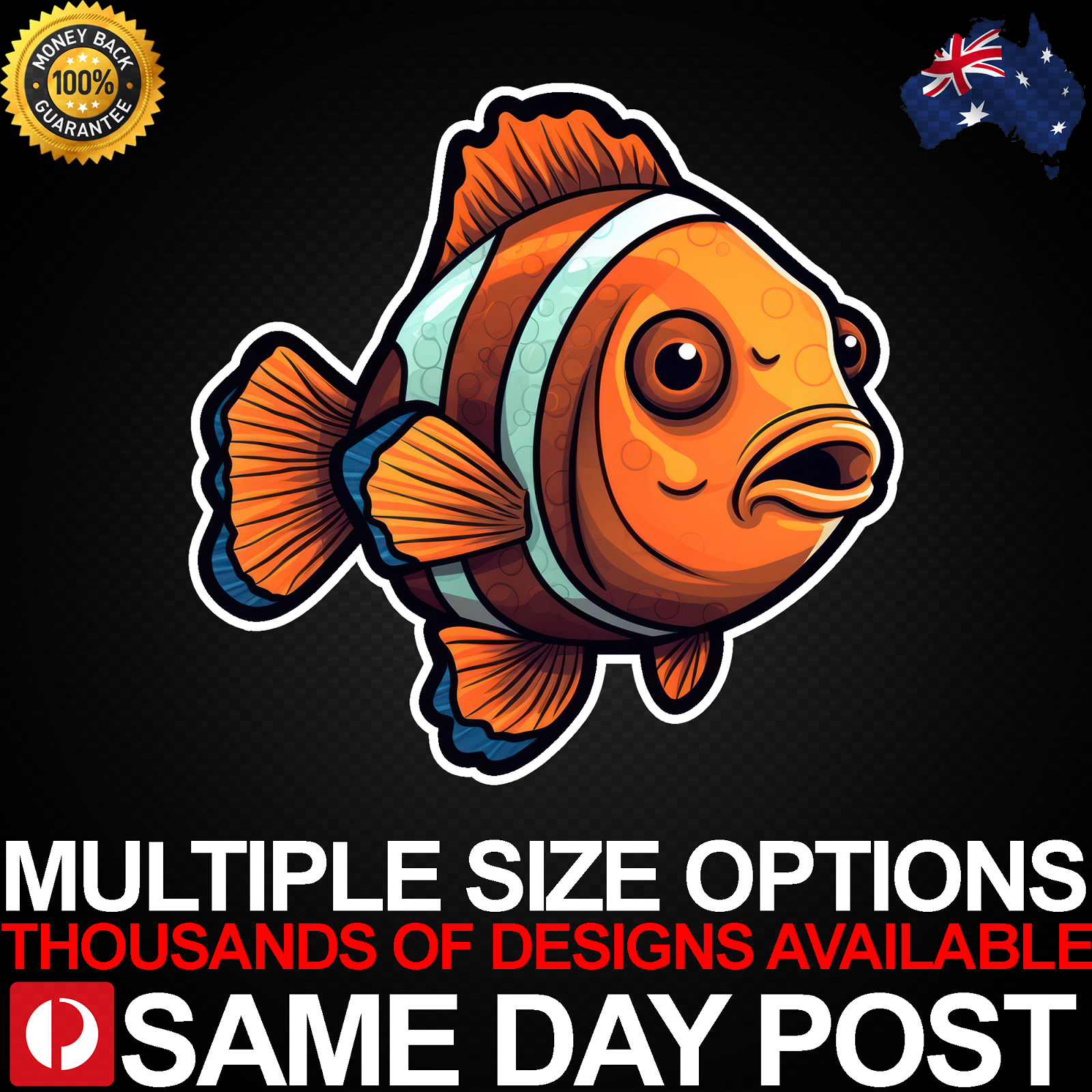 Adorable Clownfish Vinyl Car Decal for Pets, Laptops, and More