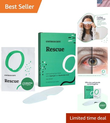 Self-Cooling Hydrogel Eye Mask for Puffy Eyes - 12 Count Travel Ready Relief