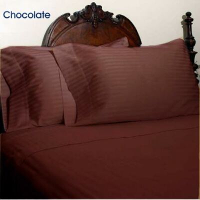Bed Sheet Set Chocolate Striped Choose Size's 1000 Thread Count 100% Egyp Cotton