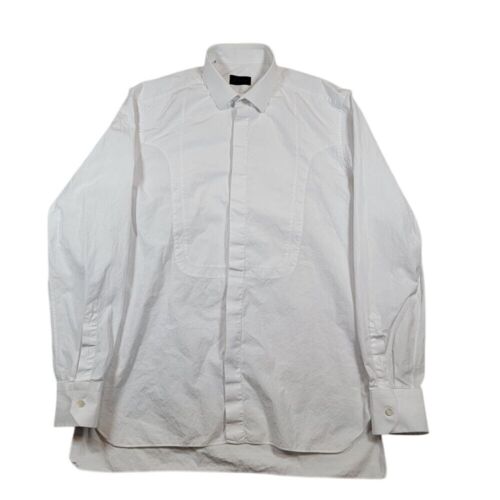 Lanvin White Dress Shirt Sz 40 15.75 in (actual 15) Hidden Button Made in Italy