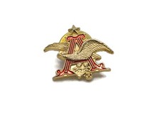 Vintage Anheuser-Busch A & Eagle Logo Lapel Pin Red Gold Enamel Budweiser Beer