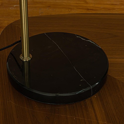 AloaDecor 75W Antique Bronze Arc Floor Lamp with Rattan Shade & Marble Base - Picture 7 of 9
