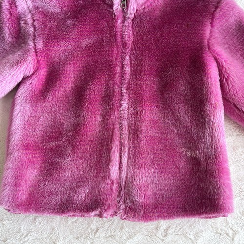 Flapdoodles Jacket Coat Girls 6 Pink Full Zip Iridescent Vtg Furry Collared - Picture 4 of 11