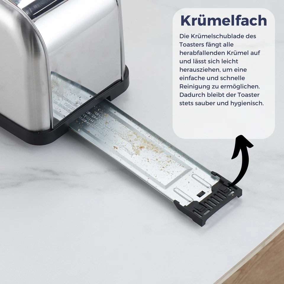 Toaster 4 Scheiben mit Timer - 1500 Watt Langschlitztoaster ST 1500 XXL - Bild 4 von 4