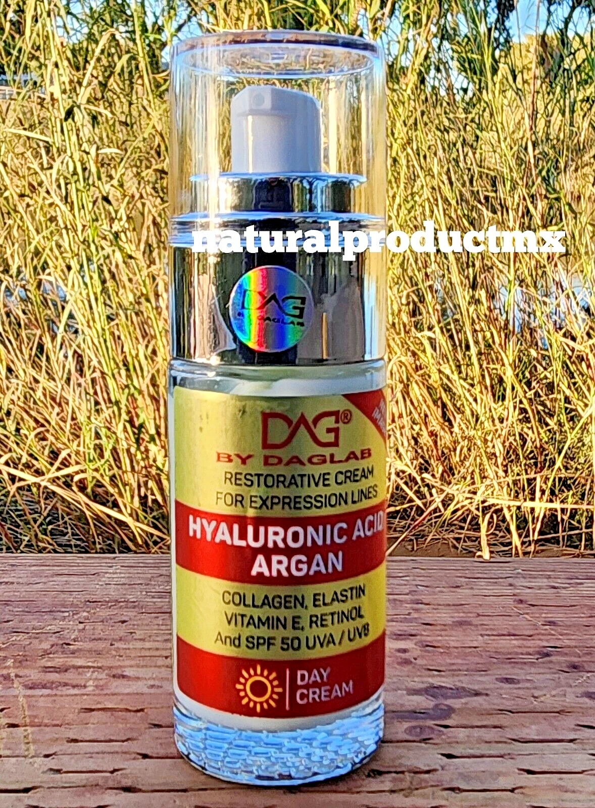 Acido Hialuronico ✅ Argan Collagen Elastin Anti-Edad 1.35oz Day Crema Dia SPF 50