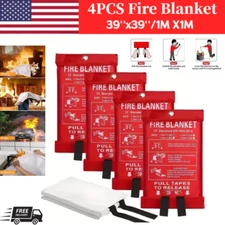 4x FIRE BLANKET 39''x39'' Large Retardant Fiberglass Blanket Prepared Emergency