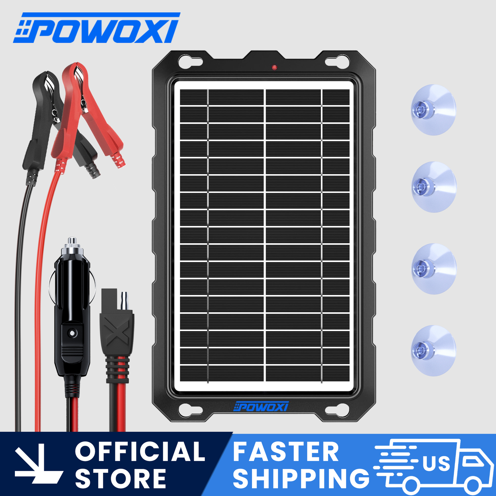 POWOXI 7.5W 9W Solar Battery Trickle Charger - 12V Solar Panel Trickle Charging