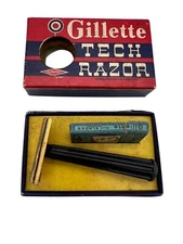 Vintage Gillette Tech Razor w/ Box & Blades King Gillette Safety USA
