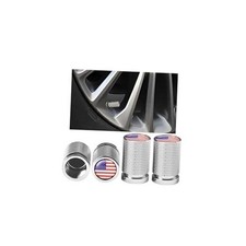 American Flag Car Tire Valve Stem Cap, 4PCS USA Aluminum Silver/Multicolor