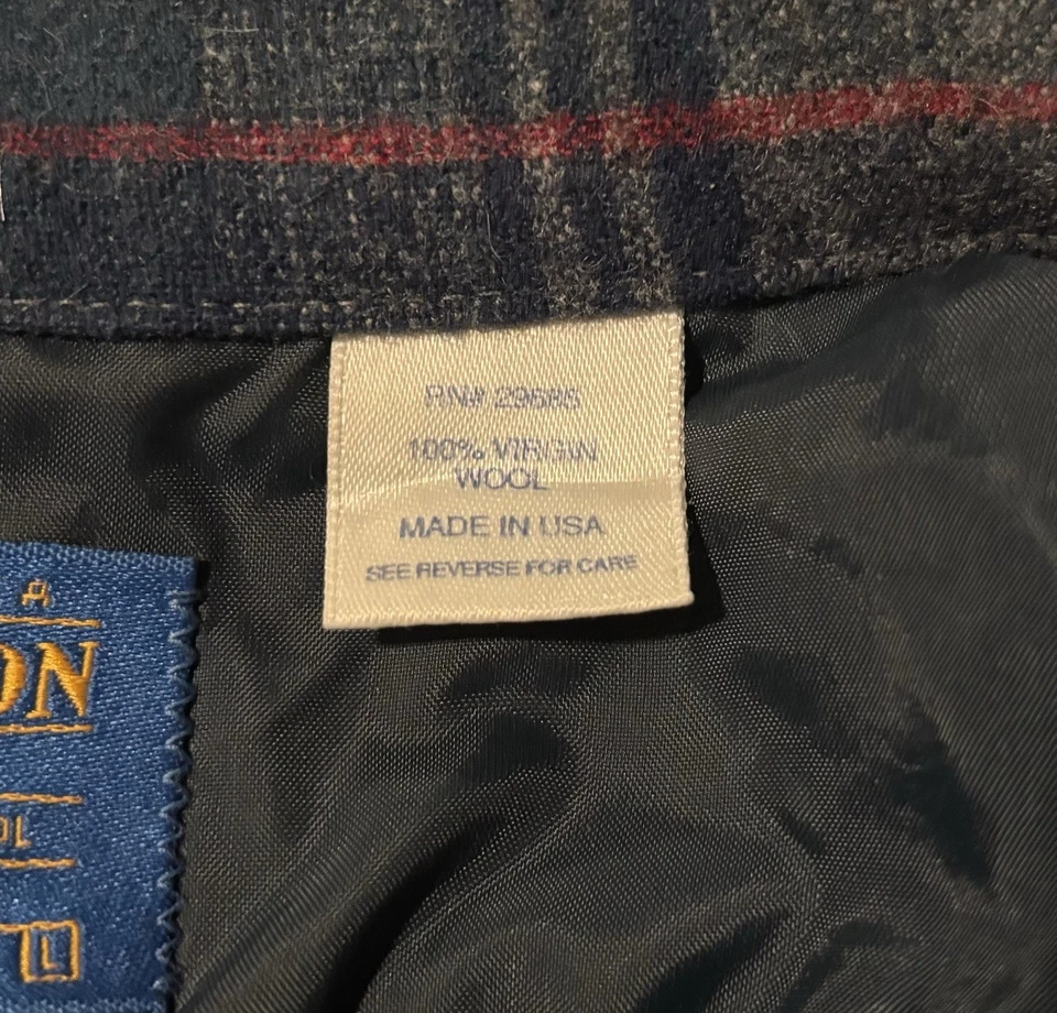 Camisa de franela de lana vintage Pendleton para hombre - L gris/azul a cuadros - Hecha en EE. UU. Foto 4 de 4