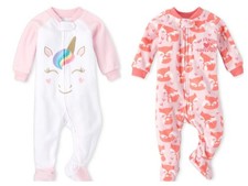 NWT The Children's Place Unicorn Fox Girls Footed Fleece Sleeper Pajamas