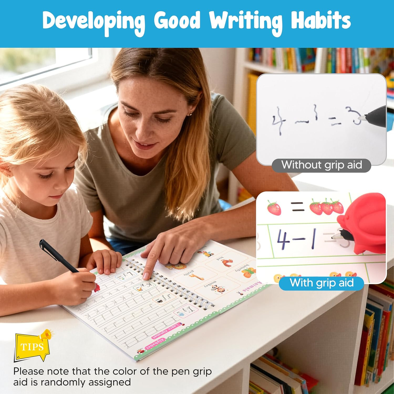 Magic Grooved Writing Practice Pen,Disappearing Ink Magic Pen for Grooved Handwr