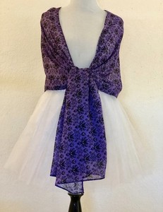 Haunted Mansion Wallpaper Chiffon Scarf One Size Purple Black 71 X 29
