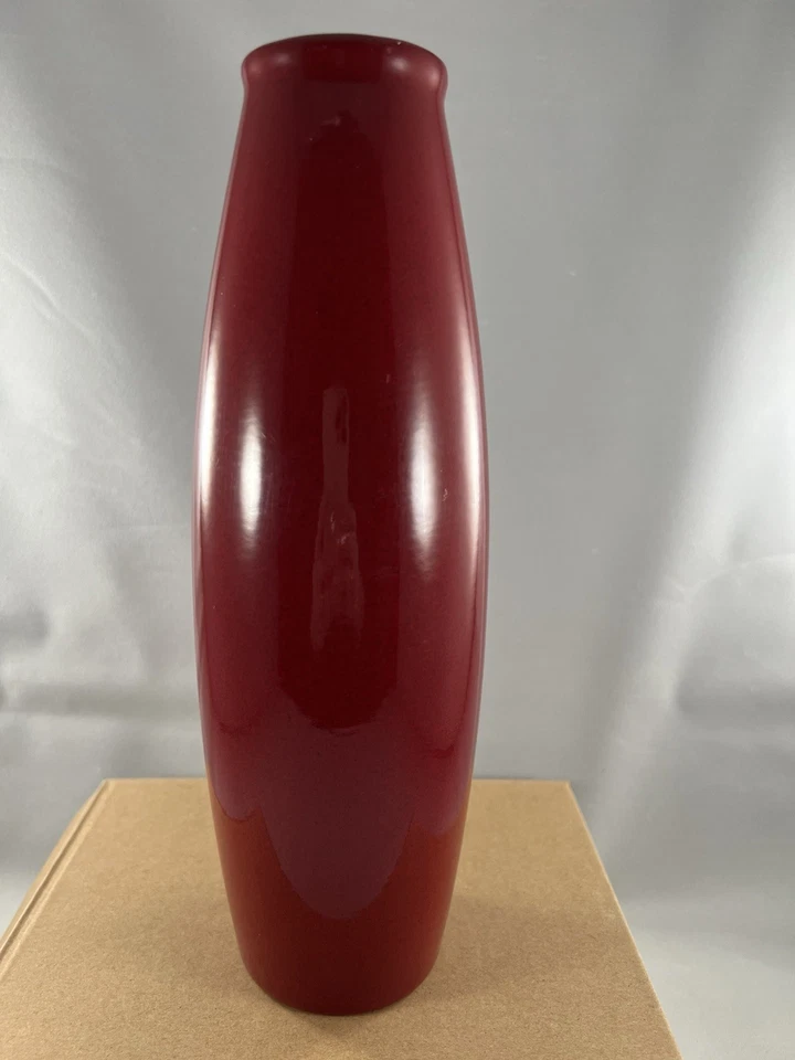 Jarrón rojo sangre de buey Scheurich Amano hecho en Alemania cilindro 10,5" H muelle 1 importaciones Foto 2 de 4