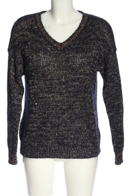 ZERO V-Ausschnitt-Pullover Damen Pullover Gr. DE 38 schwarz-hellgrau Casual-Look