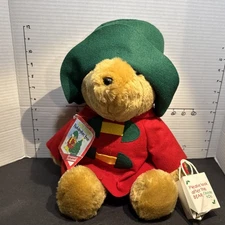 Christmas Paddington  Bear Plush Stuffed Toy Holiday 1994 Sears  16" + Ornament