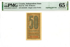 CROATIA INDEPENDENT STATE 1942 50 BANICA PICK #6a GEM UNC 65 $1350