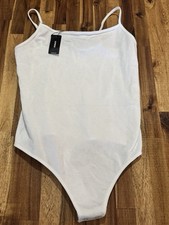 Express Body Contour Bodysuit White Thong Snap Closure Size L NWT