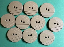 (10) VINTAGE JHB 7/8” V DECOR BEIGE PLASTIC 2-HOLE BUTTONS -J44