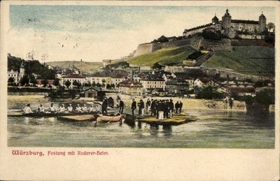 Postcard Würzburg am Main Lower Franconia, fortress, rower's home - 11540902