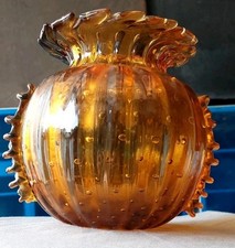 RARO VASO VETRO MURANO BAROVIER & TOSO ANNI 30 AMBRA VENEZIA ITALIA