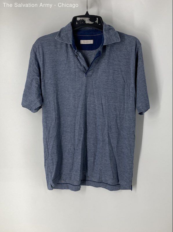 Ermenegildo Zegna Mens Blue Short Sleeve Collared Golf Polo Shirt Size L/52