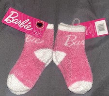2 NWT Kid's Barbie SOFT FURRY BOOTY SOCKS Novelty Themed Shoe Size 9-2.5