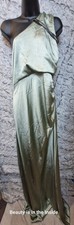Six Stories Satin One Shoulder bridesmaid Formal Prom Dress sage green BNWT